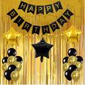 Happy Birthday Bunting Banner with Gold Print Party Balloons Decor