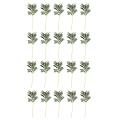 20pcs Artificial Flocked Greenery Leaves Short Stems,for Home