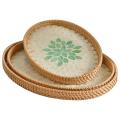 3 Pack Rattan Shell Tray Creative Woven for Living Room Fruit Basket