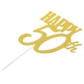 1pc Gold Happy 50th Topper Glitter Silhouette Wedding Cake Topper