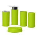 Solid Color Bathroom Toiletry Set Toothbrush Soap Box 5-piece Green