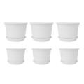 Plastic Flower Pots Pack Of 6 2 Sizes 15 Cm 18 Cm White Flower White