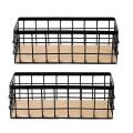 2pack Metal Storage Basket with Wood Base,for Home,wire Basket