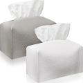 2 Pieces Pu Leather Rectangle Tissue Box Light Gray+white