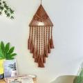 Boho Dream Catcher, Triangle Macrame Crochet Wall Hanging, Brown