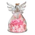 Valentine Gift Rose Flowers In Glass Ornaments Mother Present Pink