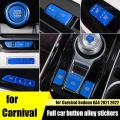 22pcs Car Central Control Start Gear Seat Button Sticker Cover Blue