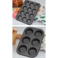 Non-stick Round Cupcake Mold Pan Muffin Tray Carbon Steel(xs)