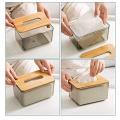 Facial Tissue Dispenser Box with Bamboo Lid, Modern Minimalist Design