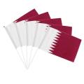 100pcs Qatar Hand Flag 14x21cm Polyester Double Side Hand Waving Flag