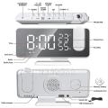Digital Alarm Clock with Fm Radio Led Mirror Screen Alarm Clock-white