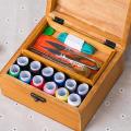 Wooden Sewing Box Sewing Accessories Supplies Kit Workbox for Mending
