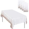 5 Pack Disposable Table Cloth, Dot Rose Gold Tablecloth, Confetti