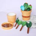 Ceramic Rice Spoon Cute Cactus Shape Cute Kitchen Tool with Base A