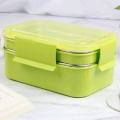 304 Stainless Steel Stackable Compartment Lunch/snack Box Green