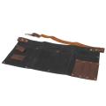 Multi Pocket Apron for Women Real Leather Canvas Half Apron Black