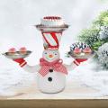 Christmas Snowman Cupcake Holder Statue Snack Candy Tray for Snacks