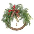 Farmhouse Christmas Wreaths for Front Door, 15.7 Inch Rattan Wreaths