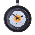 2x Frying Pan Clock with Fried Egg - Kitchen Cafe Wall Clock - Yellow