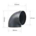 90mm Car Heater Air Ducting Pipe Elbow Outlet Connector Black Plastic
