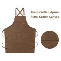 For Men, Canvas Cross Back Aprons with Pockets,m to Xxl (brown)