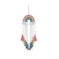 Hand-woven Macrame Rainbow Tapestry Kids Room Color Home Ornament-a