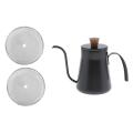 Stainless Steel 4mm Spout Black with Lid 400ml Coffee Kettle Teapot