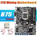 B75 Eth Mining Motherboard with Cpu+switch Cable+sata Cable Lga1155