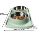 Cat Bowls for Food and Water with Stand, Stainless Steel Bowls