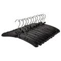 15inch Large Satin Padded Hangers with Gold Hooks, (black)