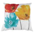 Flax Square Pillow Case Tricolor Poppy Flowers 45*45cm