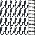 9 Pack Heavy Duty Coat Hooks Wall Mounted with 20 Screws Black Color