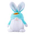 Easter Bunny Ornament with Lights Knitted Wool Hat Rabbit Doll, Blue