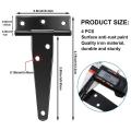 6 Pcs 4 Inch T-strap Black Hinges for Windows, Fence and Barn Gates