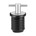 Marine Boat Drain Plug T-handle Screw Adjustable, Silver 32mm