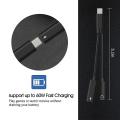 Type C to 3.5mm Headphone and Charger Adapter,2-in-1 Cable(black)