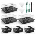 180 Cells Reusable Seed Starter Tray,6 Pack with Dome&drain Hole Base