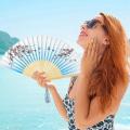 20 Pcs Chinese Vintage Style Foldable Bamboo Framed Fan for Women