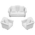 1:12 Dollhouse Mini Sofa Armchair Furniture White Wooden Three Sets