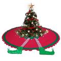 Elf Leg Christmas Tree Skirt Non-woven Red and Green Large Mat