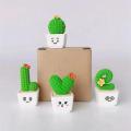 4pcs Creative Simulation Cactus Shaped Adornments Decorative(green)