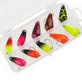 10pcs Trout Spoon Fishing Lure Set Lake Fishing with Storage Box