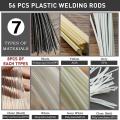 56pcs Plastic Welding Rods, 7 Types Abs Pp Pu Pe Pa Pc Tpo 13 Inch