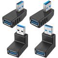 4pcs Usb 3.0 Adapter Couplers 90 Degree Male to Female Usb Connector