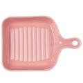 Ceramic Single Handle Bowl Color Glaze Bakeware Household Pink