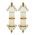 2 Pcs Wall Sconce Candle Holder, Antique-style Golden Metal Wall Art