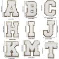 26pcs Letter Patches for Clothing Sew Glitter Fabric Patches,white