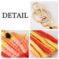 Mixed Seed Beaded Braided Fish Shape Macrame Tassel Keychain, D