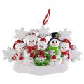 Personalized Snowman Family Of 5, Christmas Tree Ornament - Snowman
