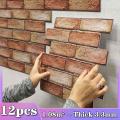 12pcs 3d Brick Wall Sticker Self-adhesive for Bathroom Kitchen A